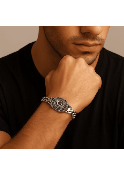 Ayyıldız Temalı Gurmet Zincirli 925 Ayar Gümüş Erkek Bileklik modelleri