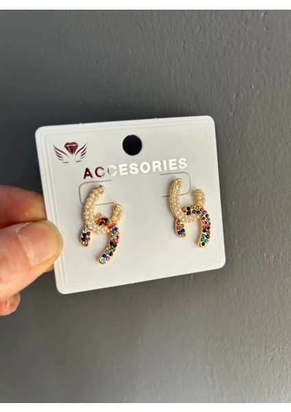 Marka Model Inci Taş Detaylı Gold Küpe