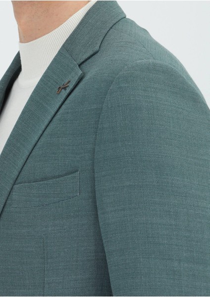 Koyu Yeşil Desenli Yün Karışımlı Ceket indirimleri