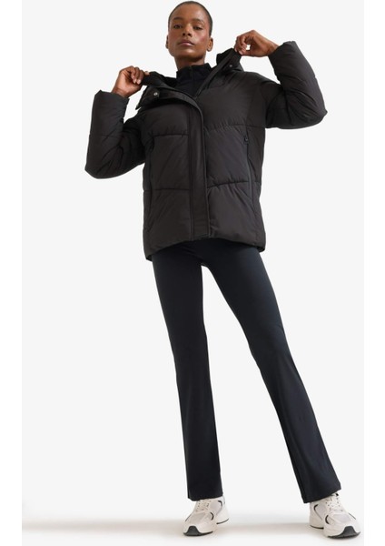 Su İtici Regular Fit Yarım Polar Astarlı Kapüşonlu Fermuarlı Kışlık Mont A1553AX25WN