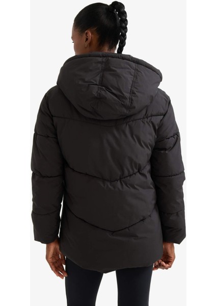 Su İtici Regular Fit Yarım Polar Astarlı Kapüşonlu Fermuarlı Kışlık Mont A1553AX25WN