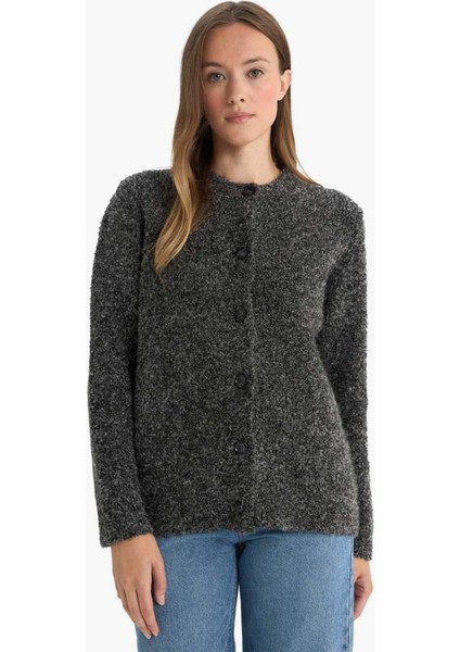 Regular Fit Bisiklet Yaka Triko Düğmeli Hırka F1103AX25AU