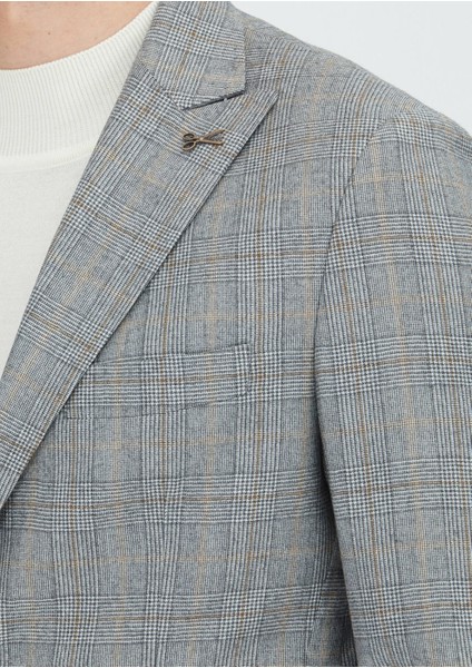 Gri Kareli Zeroweight Slim Fit Yün Karışımlı Takım Elbise indirimleri