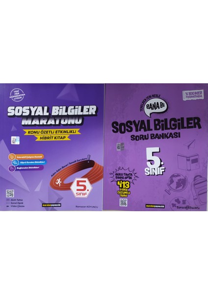Maraton Yayıncılık Yeni Müfredat 5. Sınıf Sosyal Bilgiler Maratonu Konu Özetli Etkinlikli Kitap+Soru Bankası
