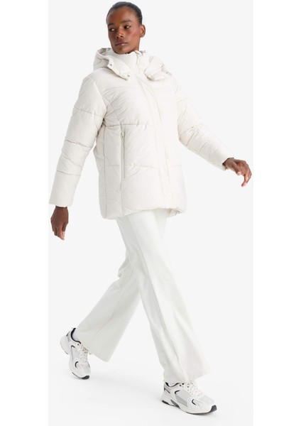 Su İtici Regular Fit Yarım Polar Astarlı Kapüşonlu Fermuarlı Kışlık Mont A1553AX25WN