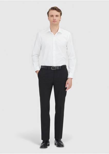 Beyaz Regular Fit Dokuma Klasik %100 Pamuk Gömlek modelleri
