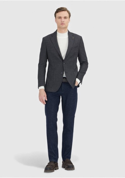 Gri Desenli Yün Karışımlı Ceket modelleri