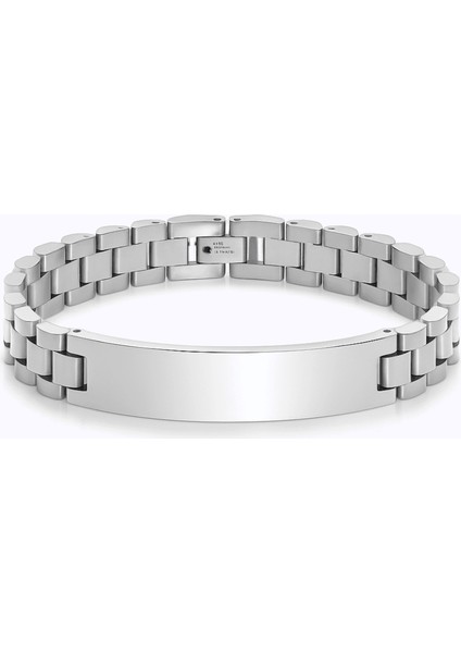 Isme Özel Yazılı Gümüş Renk Kalın Çelik Erkek Bileklik