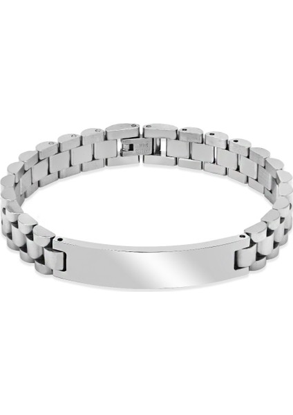 Isme Özel Yazılı Gümüş Renk Kalın Çelik Erkek Bileklik modelleri