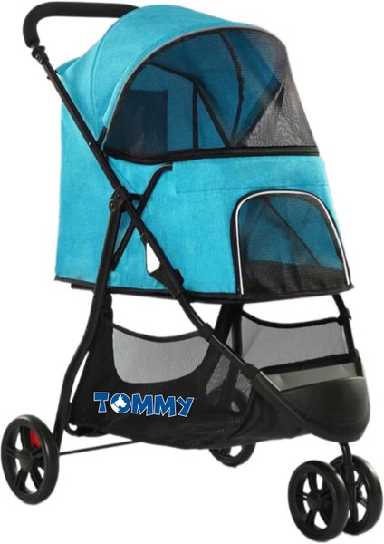 Xmpdby Tommy Evcil Hayvan Arabası Turkuaz 74.5*52.2*98CM Max 15KG