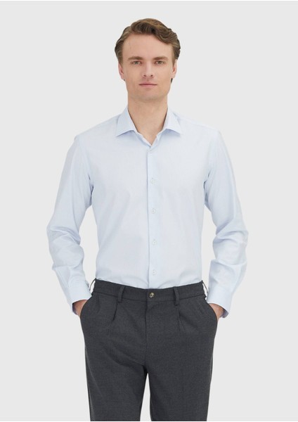 Açık Mavi Regular Fit Dokuma Klasik %100 Pamuk Gömlek fiyatları