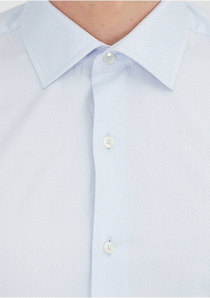 Açık Mavi Regular Fit Dokuma Klasik %100 Pamuk Gömlek indirimleri