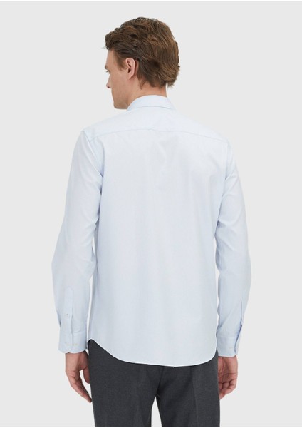 Açık Mavi Regular Fit Dokuma Klasik %100 Pamuk Gömlek
