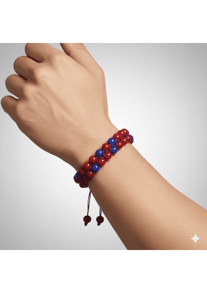 Çift Sıra Makrome Örgülü Küre Kesim Bordo Mavi Jade Doğaltaş Erkek Taraftar Bileklik fiyatları