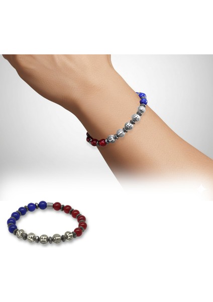 Isme Özel Yazılı Küre Kesim Bordo Mavi Jade Hematit Doğaltaş Erkek Taraftar Bileklik fiyatları