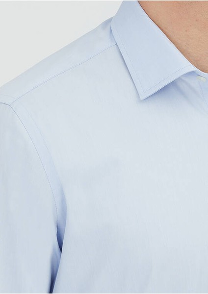 Açık Mavi Regular Fit Dokuma Klasik %100 Pamuk Gömlek indirimleri
