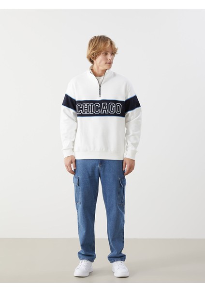 Yeni Sezon Dik Yaka Uzun Kollu Baskılı Erkek Sweatshirt fiyatları