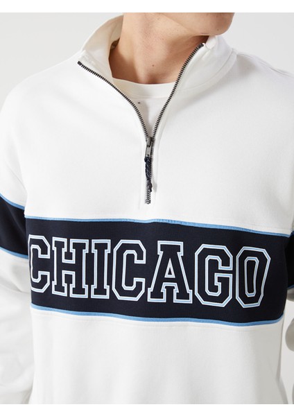 Yeni Sezon Dik Yaka Uzun Kollu Baskılı Erkek Sweatshirt modelleri