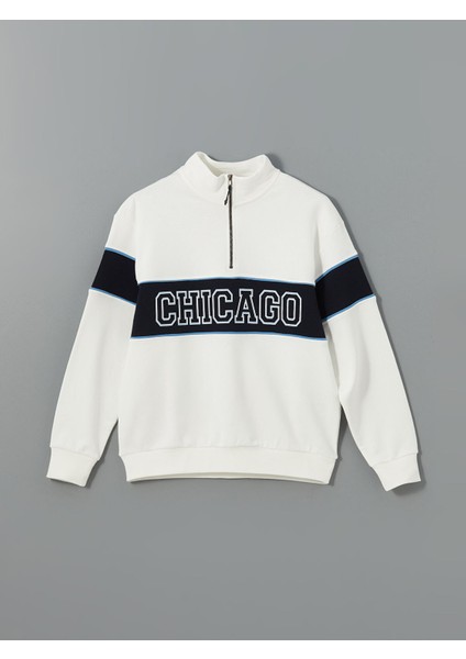 Yeni Sezon Dik Yaka Uzun Kollu Baskılı Erkek Sweatshirt indirimleri