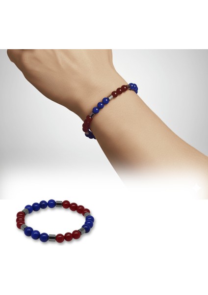 Küre Kesim Bordo Mavi Jade Doğaltaş Erkek Taraftar Bileklik fiyatları