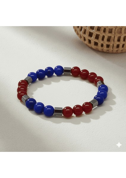 Küre Kesim Bordo Mavi Jade Doğaltaş Erkek Taraftar Bileklik fırsatları