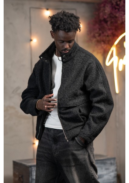 Oversize Crop Model Yan Cepli Astarlı Kırçıllı Mont fiyatları