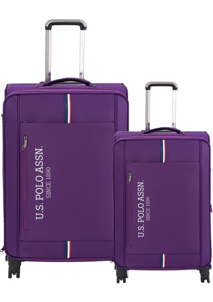 2'li Valiz Seti Orta ve Kabin Boy Lüx Kumaş Valiz Mor 24030