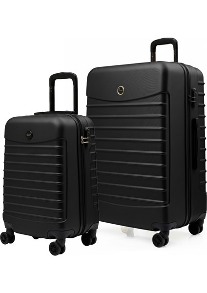 2'li Valiz Seti Büyük Boy - Kabin Boy Siyah-Siyah 1168