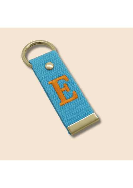 Çelik Tokalı - Kişiye Özel Anahtarlık - Turkuaz Renk - Dayanıklı Kumaş Üzerine Harf - Sembol Nakışlı fırsatları
