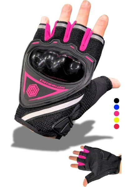 Pembe Kısa Yarım Parmak Kadın Motorsiklet Eldiveni fiyatları