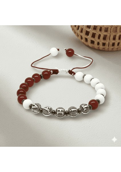 Isme Özel Yazılı Makrome Örgü Küre Kırmızı Beyaz Jade Akik Hematit Doğaltaş Erkek Taraftar Bileklik fırsatları