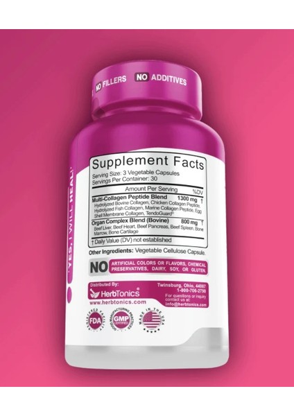 Multi Complex 90 Kapsül +Organ Complex Types I, Iı, Iıı, V, And x & 100% Grass-Fed Beef Peptide Blend. fiyatları