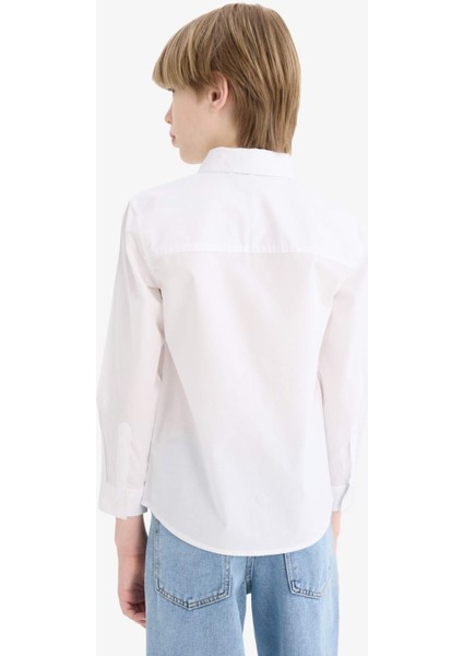 Erkek Çocuk Polo Yaka Poplin Uzun Kollu Okul Gömleği T8853A625AU