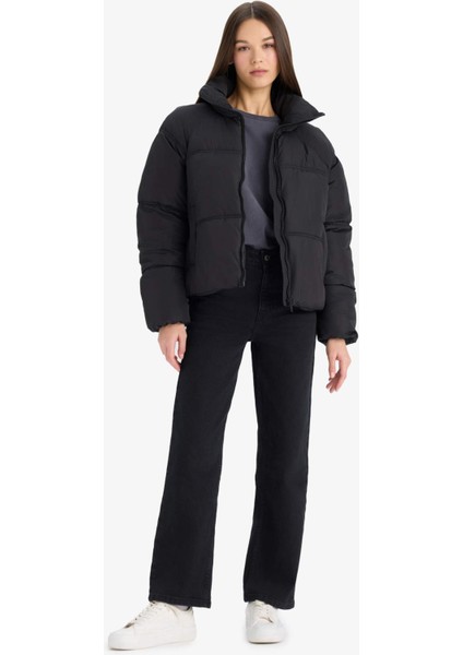 Su Geçirmez Regular Fit Dik Yaka Fermuarlı Şişme Mont