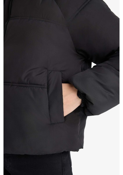 Su Geçirmez Regular Fit Dik Yaka Fermuarlı Şişme Mont