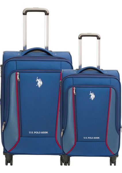 2'li Valiz Seti Büyük ve Orta Boy Lüx Kumaş Valiz Lacivert 24019