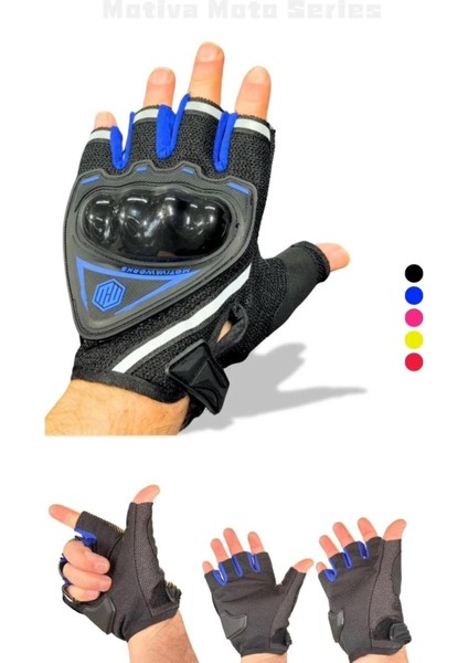 Mavi Yarım Eldiven Kısa Taktik Spor Reflektörlü Motosiklet Bisiklet Eldiveni M beden fiyatları