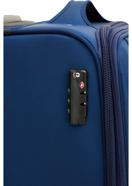 2'li Valiz Seti Büyük ve Orta Boy Lüx Kumaş Valiz Lacivert 24019