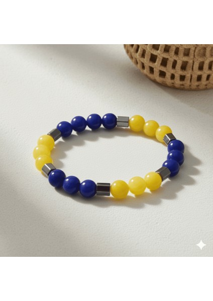 Küre Kesim Sarı Lacivert Jade Hematit Doğaltaş Erkek Taraftar Bileklik fırsatları