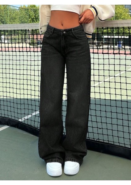 Kadın Düşük Bel Denim Pantolon Yıpratmalı