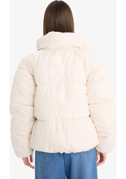 Su Geçirmez Regular Fit Dik Yaka Fermuarlı Şişme Mont E8690AX25AU