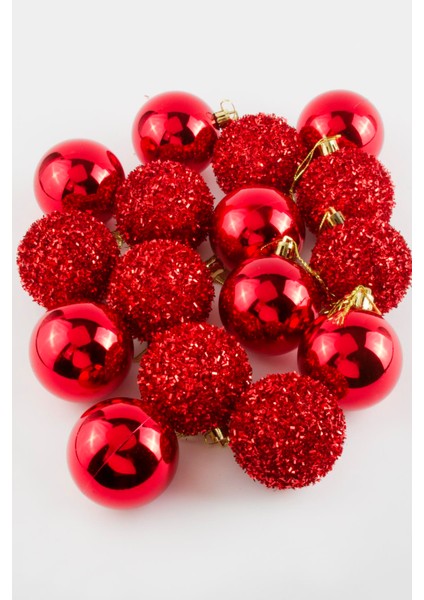 Xmpdby 16 Adet Kırmızı Renkli Cici Top Yılbaşı Ağaç Süsü-Kırmızı fiyatları