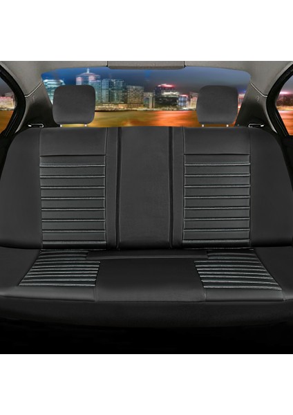 Skoda Fabia Uyumlu Deri Oto Koltuk Kılıfı 5li Set Nero Siyah-Beyaz modelleri