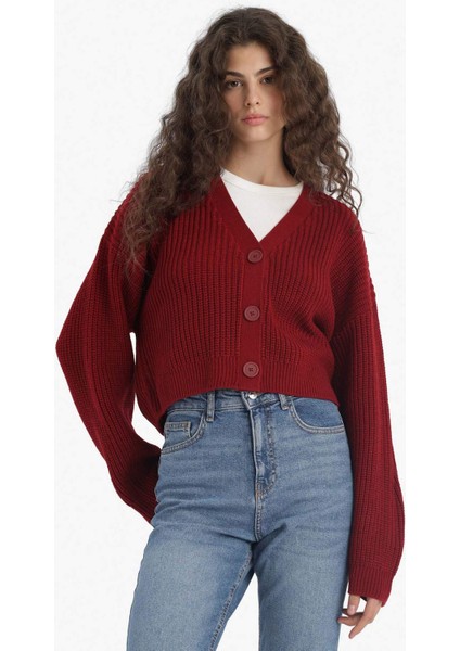 Regular Fit V Yaka Düğmeli Triko Hırka U2052AZ25WN