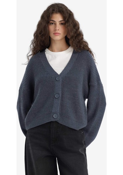 Regular Fit V Yaka Düğmeli Triko Hırka U2052AZ25WN