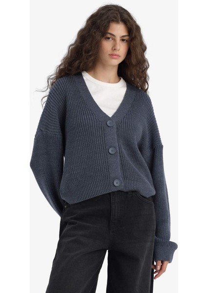 Regular Fit V Yaka Düğmeli Triko Hırka U2052AZ25WN