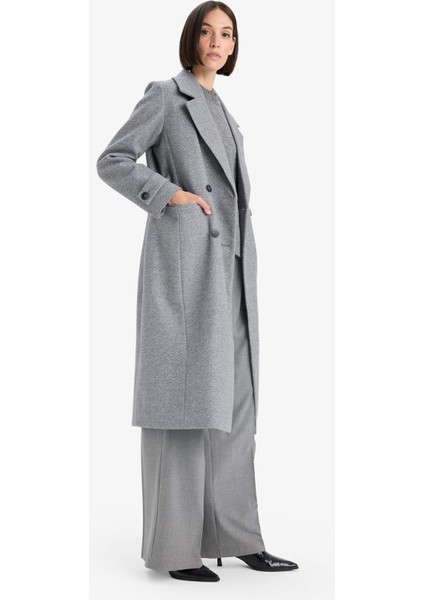 Regular Fit Düğmeli Kaşe Uzun Kaban F1215AX25WN