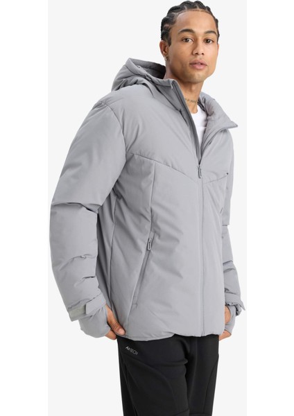 Su İtici Regular Fit Kapüşonlu Fermuarlı Rüzgar Geçirmez Mont E9487AX25WN