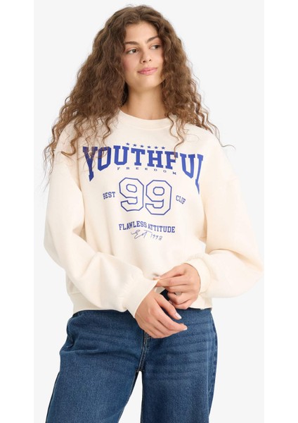 Regular Fit Bisiklet Yaka Baskılı Sweatshirt E9502AX25WN
