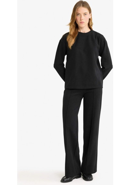 Straight Fit Beli Lastikli Selanik Kumaş Pantolon